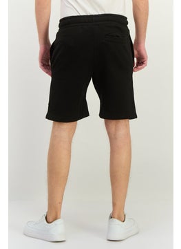 CROSSHATCH Men Drawstring Brand Logo Basic Shorts, Black  - Image 3