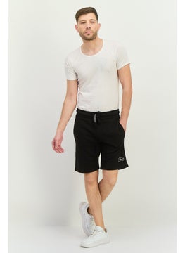 CROSSHATCH Men Drawstring Brand Logo Basic Shorts, Black  - Image 4