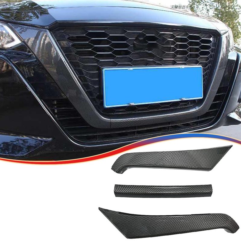 Front Grill Cover TrimMUXEE For Nissan Altima 2019 2020 2021 20223PCS Grille Chrome Delete Vinyl Overlay Trim Accessories Carbon Fiber