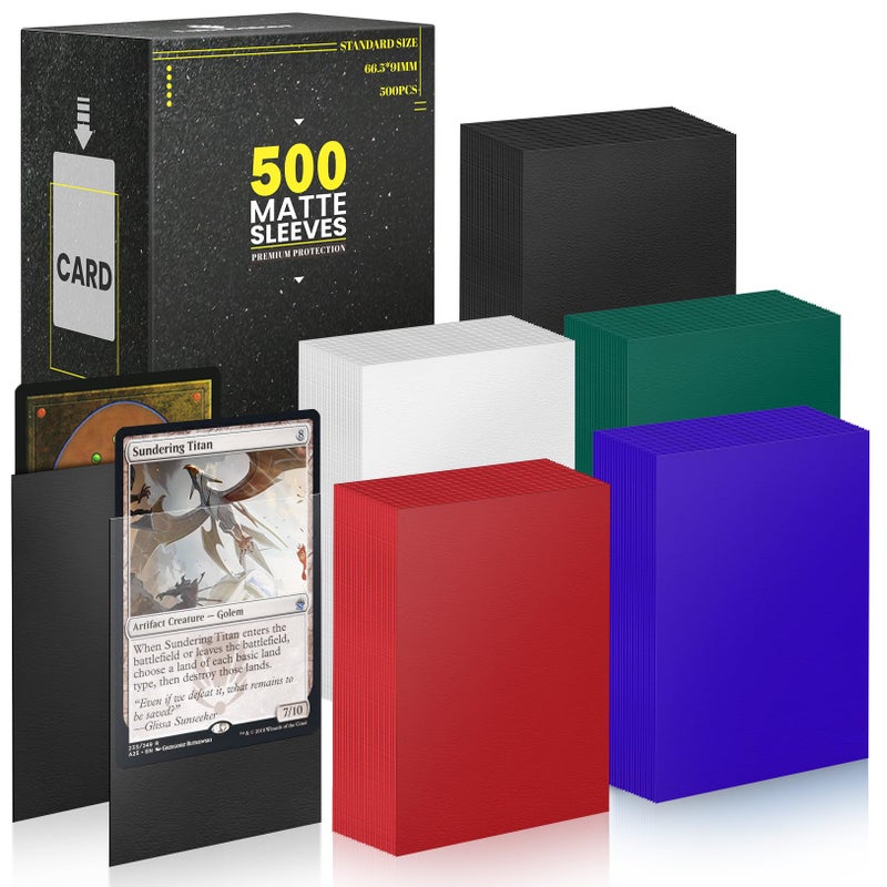 Fabmaker Standard MTG Card Sleeves 500 Pack, Sturdy Card Protectors Sleeves Matte Back Finish, Perfect Shuffling - Protect All Your Trading Cards, TCG Cards & Sports Cards by Fabmaker, Never Tear 66x91mm - Image 1