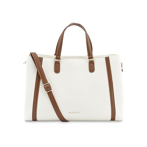 Fastrack Casual 14" Laptop Tote | Faux-Leather Women's Handbags |14" Laptop Tote for Workwear and College, White - Image 1