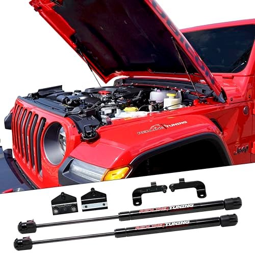 Redline Tuning 21-20003-02 Hood QuickLIFT Plus Compatible with Jeep Wrangler JL 2018+ & Compatible with Jeep Gladiator JT 2020+ (Bolt-in System - All Black Components) - Image 1