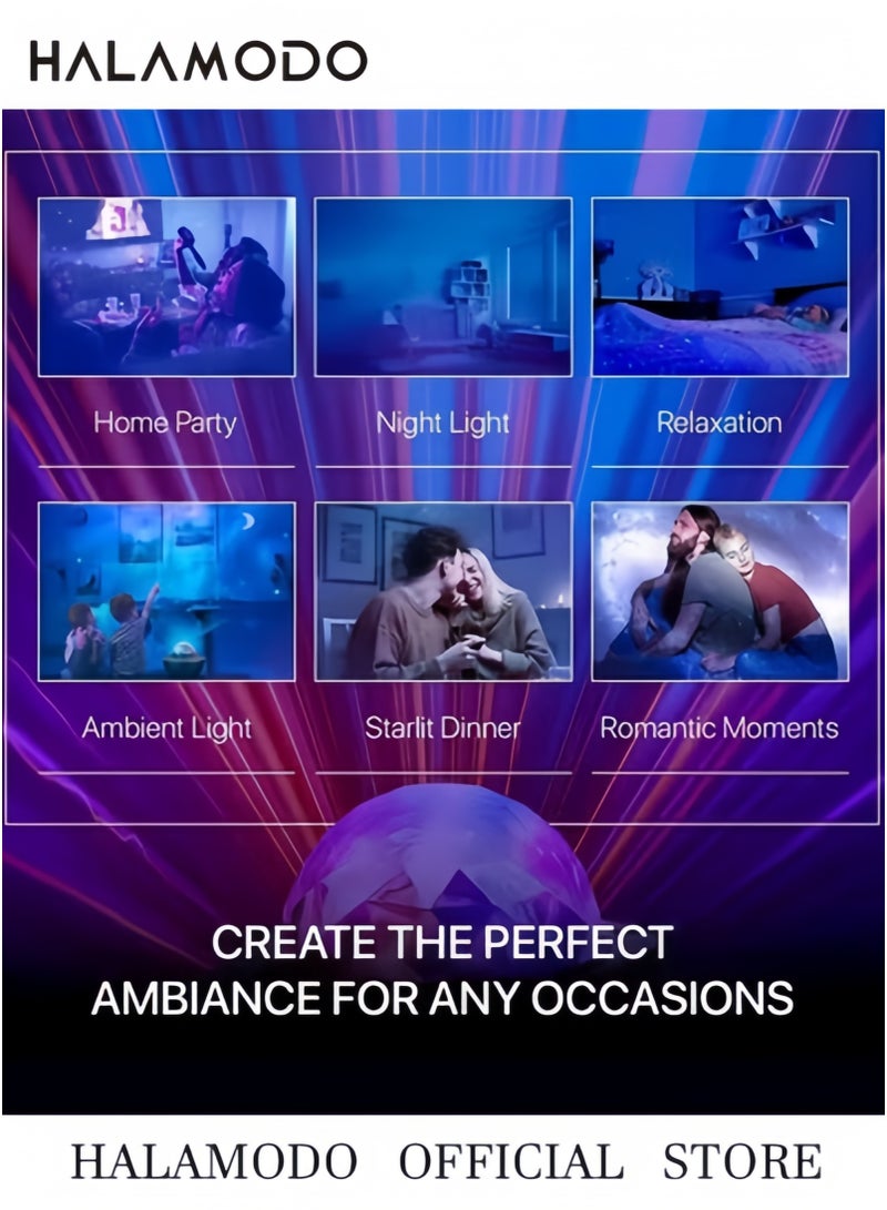 HALAMODO Galaxy Star Projector 3 in 1 Night Light 10 Color Bluetooth Night Lamp with Timer Remote & Bluetooth Speaker & White Noise Aurora Suitable as Decors in Gaming Room Bedroom Home Theater Ceiling - Image 5