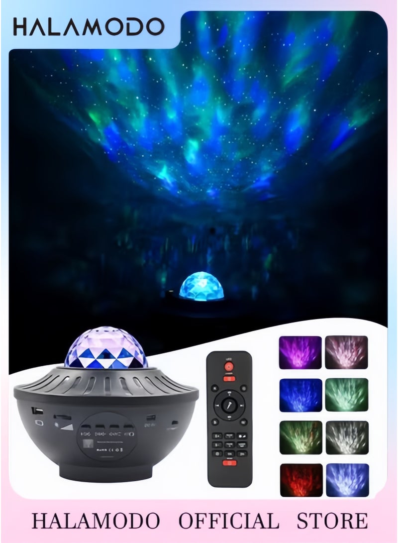 HALAMODO Galaxy Star Projector 3 in 1 Night Light 10 Color Bluetooth Night Lamp with Timer Remote & Bluetooth Speaker & White Noise Aurora Suitable as Decors in Gaming Room Bedroom Home Theater Ceiling - Image 1
