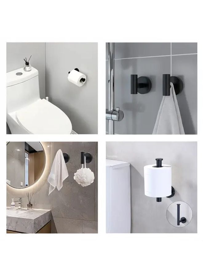 Black 3pcs Stainless Steel Bathroom Hardware Set Towel Rack Toilet Paper Holder Rust Resistant Wall Mounted Modern Bathroom - Image 5