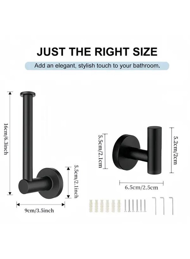 Black 3pcs Stainless Steel Bathroom Hardware Set Towel Rack Toilet Paper Holder Rust Resistant Wall Mounted Modern Bathroom - Image 4