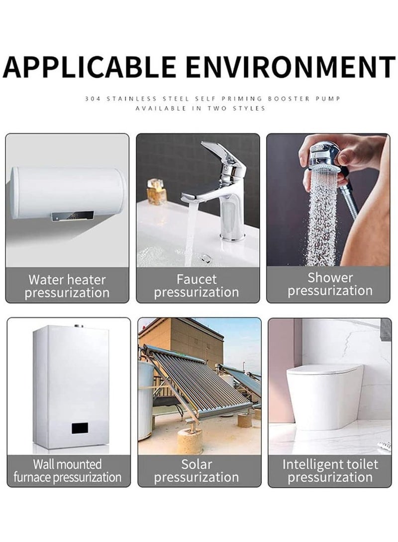 Shower Booster Pump, Automatic 24V Water Pressure Boosting Portable Pump for Tap Water/Toilet/Bathroom, 150W Hot Cold Pump with Flow Switch (White) - Image 4