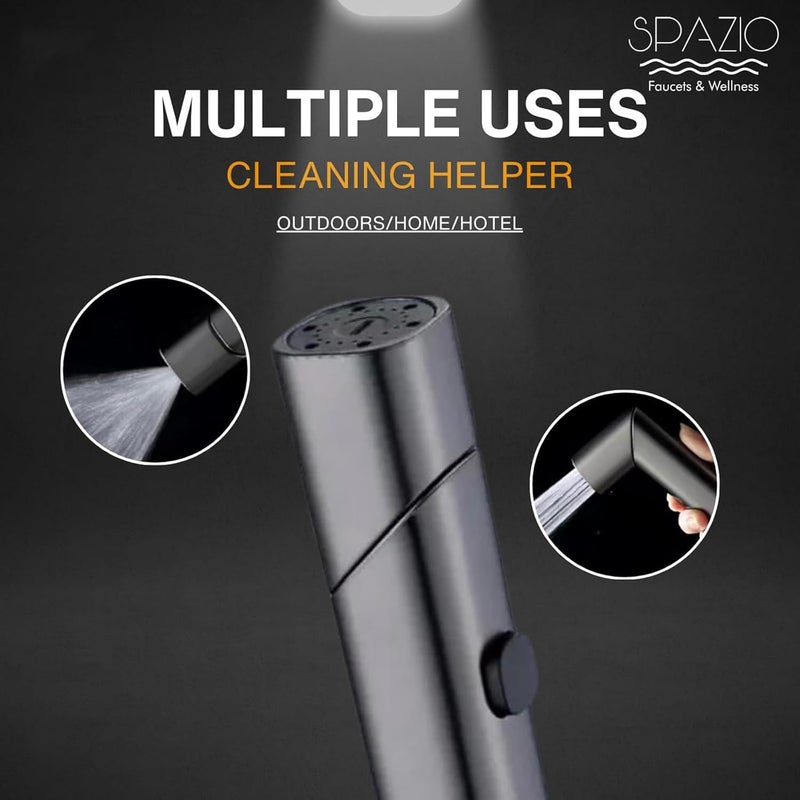 SPAZIO ABS Black Health Faucet Health Facuet Set Black Jet Spray for Toilet 2 Flow Modes ABS Health Faucet with SS304 Grade 1 Mtr Flexible Black Tube Pack 0f 1 Health Faucet - Image 4