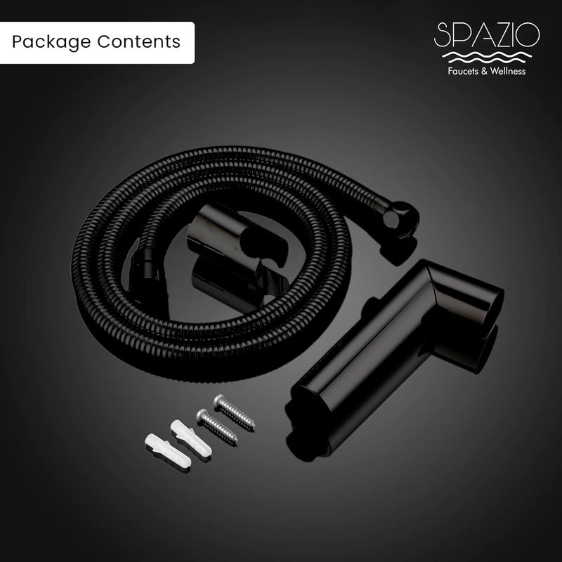 SPAZIO ABS Black Health Faucet Health Facuet Set Black Jet Spray for Toilet 2 Flow Modes ABS Health Faucet with SS304 Grade 1 Mtr Flexible Black Tube Pack 0f 1 Health Faucet - Image 5