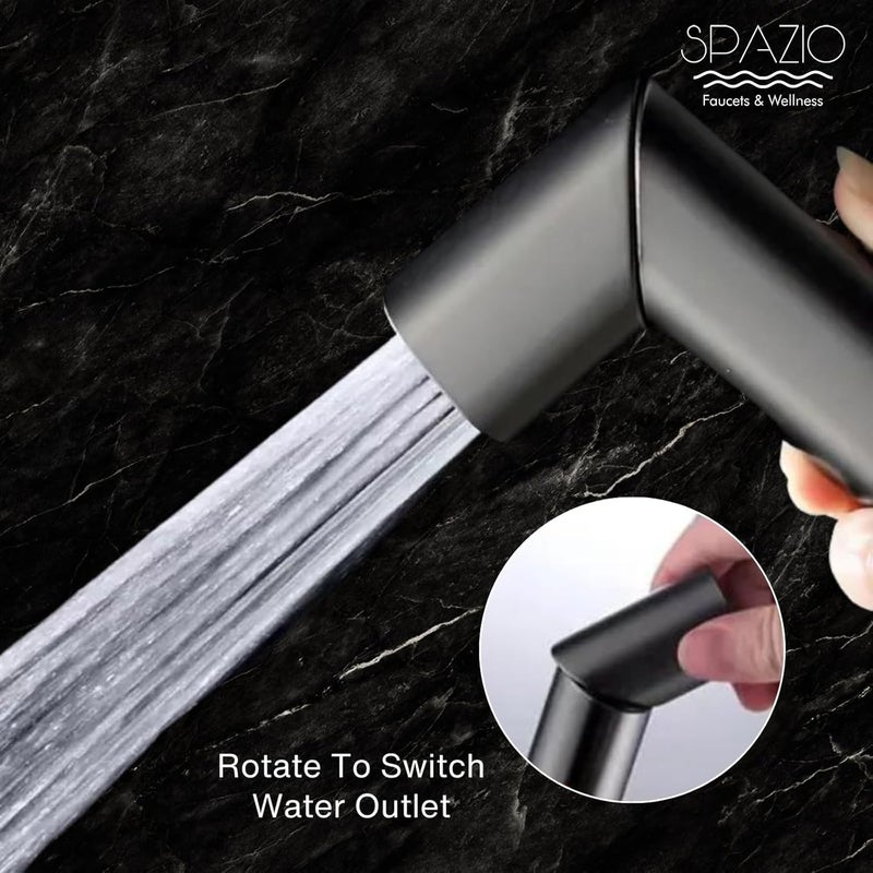 SPAZIO ABS Black Health Faucet Health Facuet Set Black Jet Spray for Toilet 2 Flow Modes ABS Health Faucet with SS304 Grade 1 Mtr Flexible Black Tube Pack 0f 1 Health Faucet - Image 3