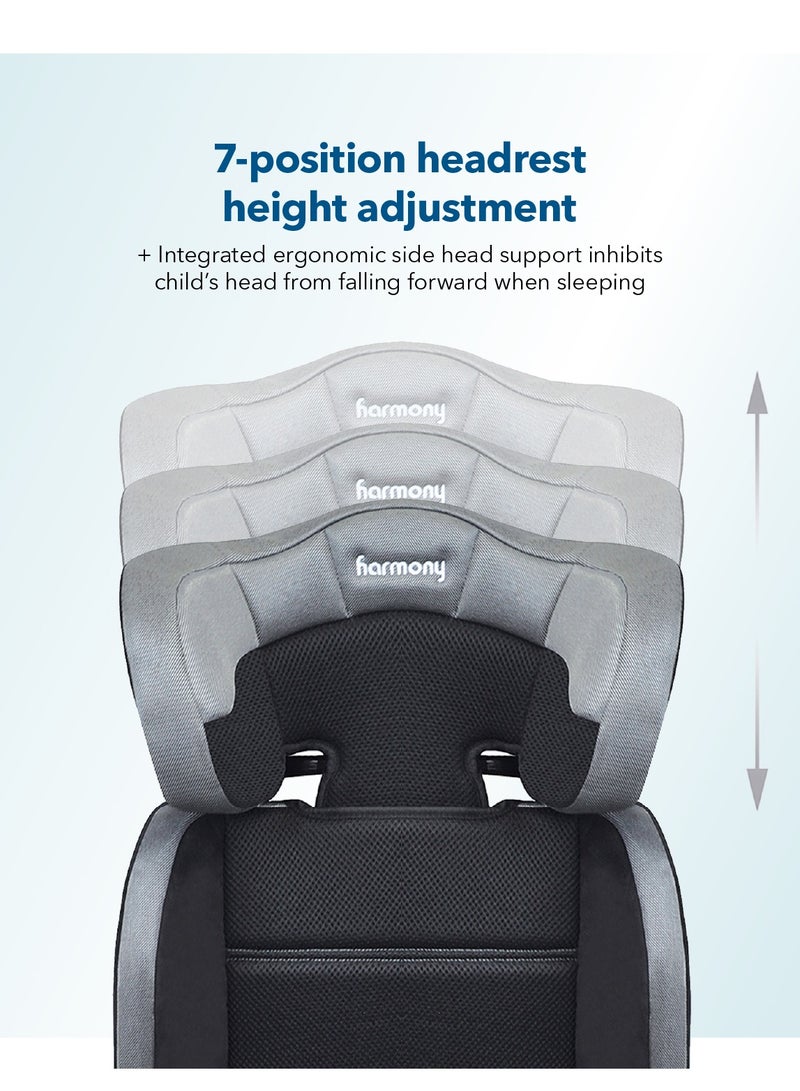 Harmony Dreamtime Deluxe Comfort Booster Car Seat â€“ Heather Grey | 2-in-1 High-Back & Backless | 40â€“110 lbs | Adjustable Headrest | 3-Across Seating - Image 4