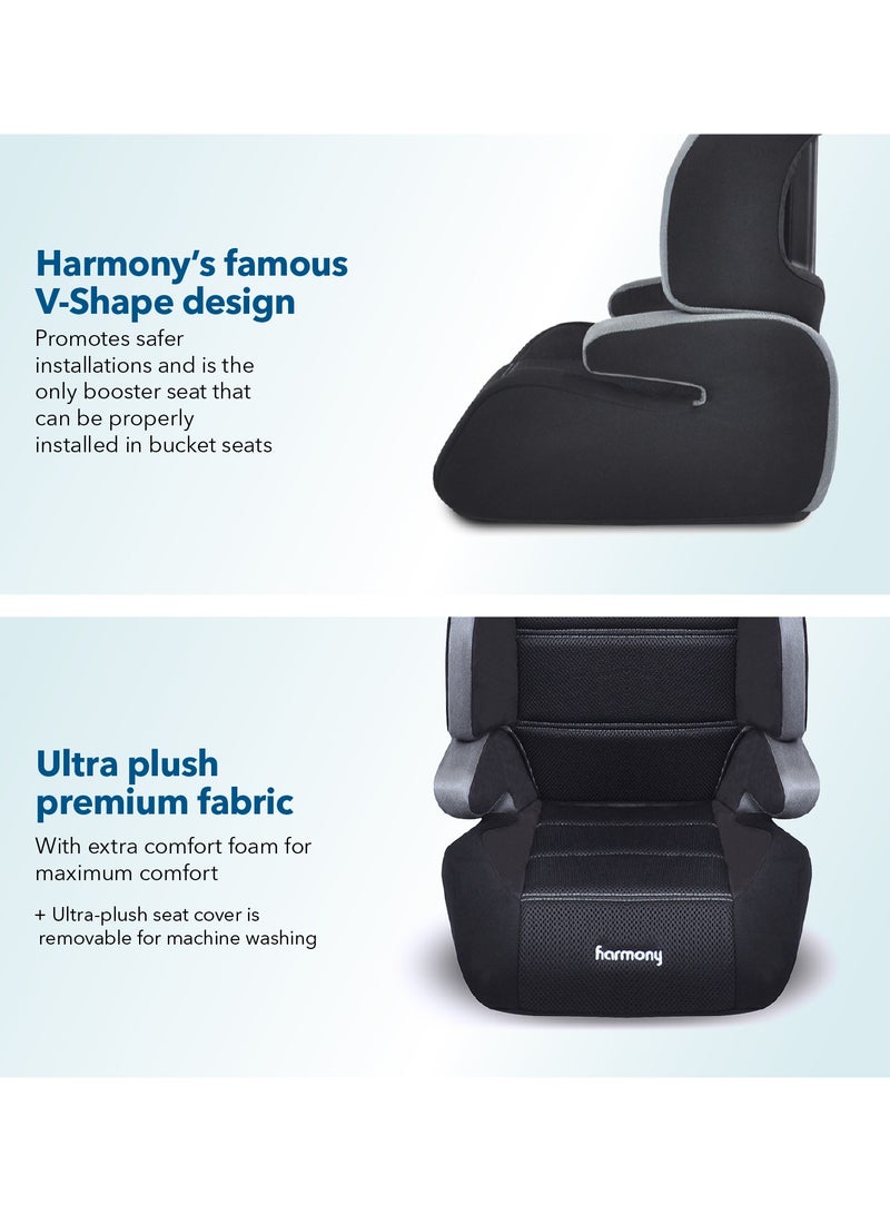 Harmony Dreamtime Deluxe Comfort Booster Car Seat â€“ Heather Grey | 2-in-1 High-Back & Backless | 40â€“110 lbs | Adjustable Headrest | 3-Across Seating - Image 3