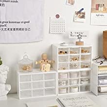 JUZR 9 Drawer Multipurpose Plastic Storage Box for Jewelry Food Sundries Organizer Desktop Office Supplies Cabinet 184 x 12 x 10 cm White - Image 2