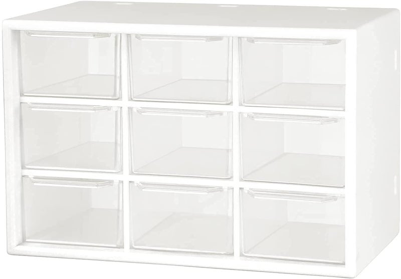 JUZR 9 Drawer Multipurpose Plastic Storage Box for Jewelry Food Sundries Organizer Desktop Office Supplies Cabinet 184 x 12 x 10 cm White - Image 1
