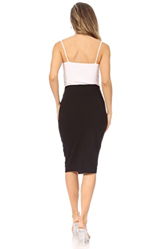 Simlu Women's Below the Knee Pencil Skirt for Office Wear, Large, Black - Image 4