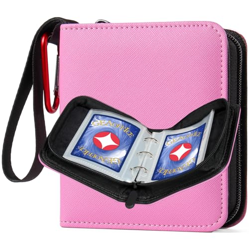 GEAoffice Mini Card Binder 2-Pocket, Super Lightweight Small Collectible Trading Card Albums for 80 Cards, 1 Pocket Top Loading Binder for TCG, MTG, Sports&Game Cards, Gifts for Girls, Pink - Image 1