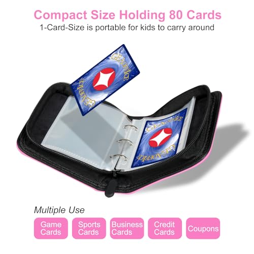 GEAoffice Mini Card Binder 2-Pocket, Super Lightweight Small Collectible Trading Card Albums for 80 Cards, 1 Pocket Top Loading Binder for TCG, MTG, Sports&Game Cards, Gifts for Girls, Pink - Image 5