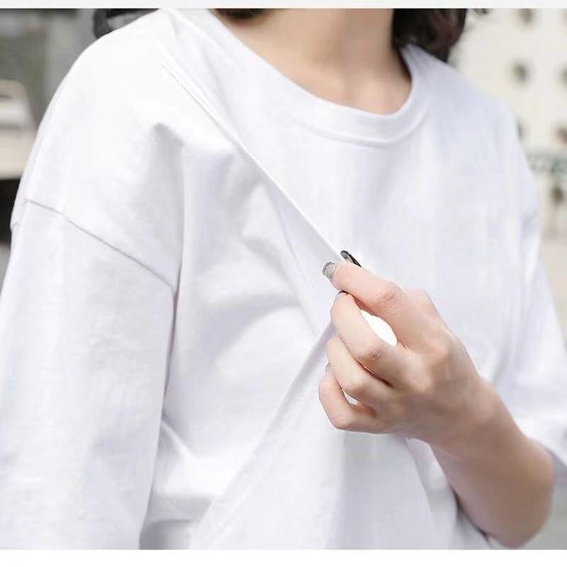Nursing Top Summer mid-length short-sleeved T-shirt loose postpartum hot mom slimming nursing bottoming shirt - Image 3