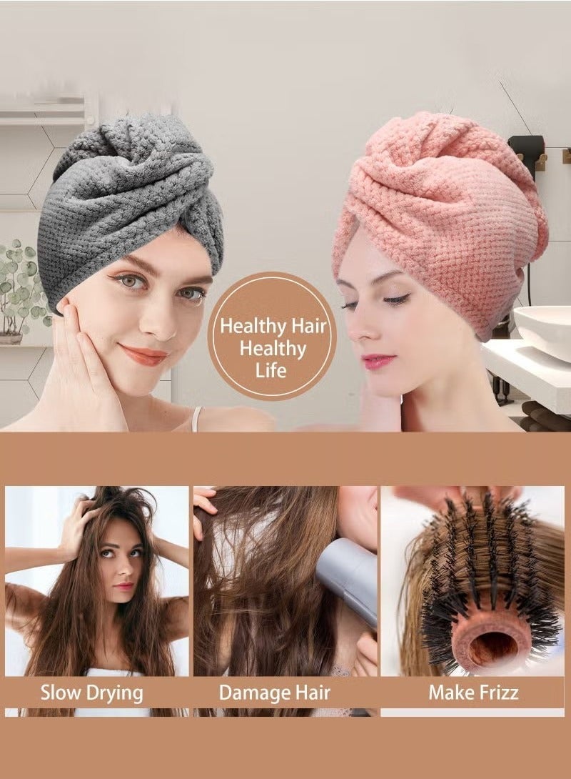KIIUMI Hair Towel Wrap with Button,Microfiber Hair Towel Wrap,Super Absorbent Quick Dry Hair Drying Towels, Anti Frizz Head Towels Wrap for Curly HairSoft Lightweight Hair Turban for Daily Use - Image 5