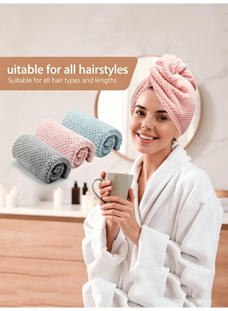 KIIUMI Hair Towel Wrap with Button,Microfiber Hair Towel Wrap,Super Absorbent Quick Dry Hair Drying Towels, Anti Frizz Head Towels Wrap for Curly HairSoft Lightweight Hair Turban for Daily Use - Image 3
