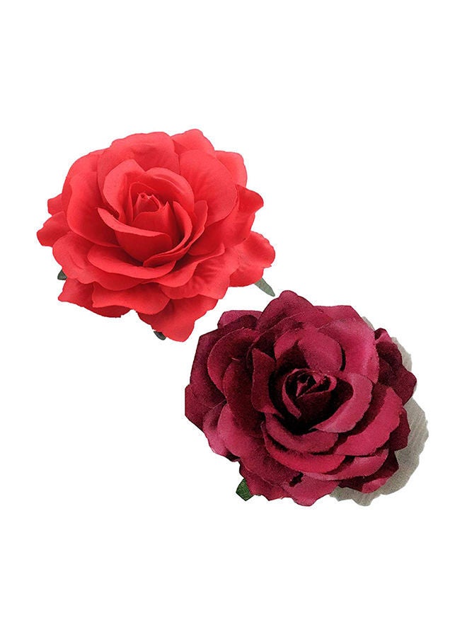 NIBEMINENT Rose Flower Hair Brooch Red One Size