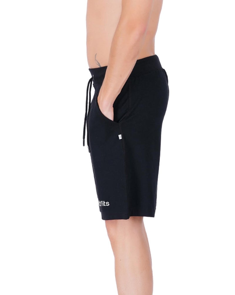 hotfits Men's Casual Printed Black Cotton Regular Shorts, Workout Shorts, Elastic Waist Running Shorts with Pockets - Flame Printed - XL - Image 3