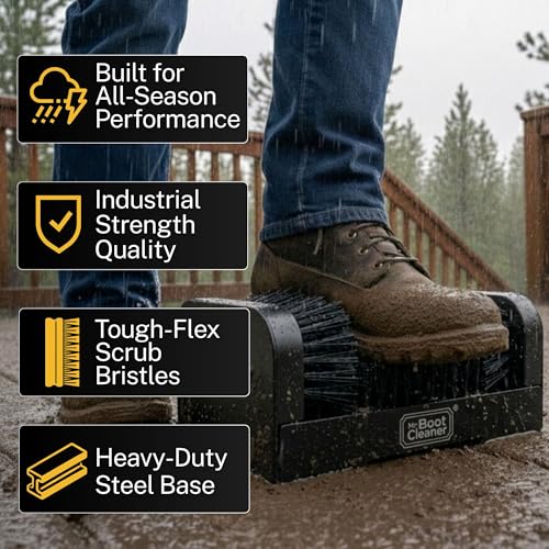 Mr. Boot Cleaner Heavy Duty Boot Brush Cleaner Outdoor Floor Mount or Portable Commercial Boot Scraper/Scrubber with Hardware, Plastic - Image 2