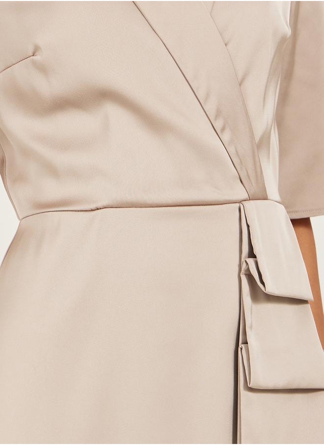 Styli - Plain Short Sleeves Blazer Midi Dress - Image 1