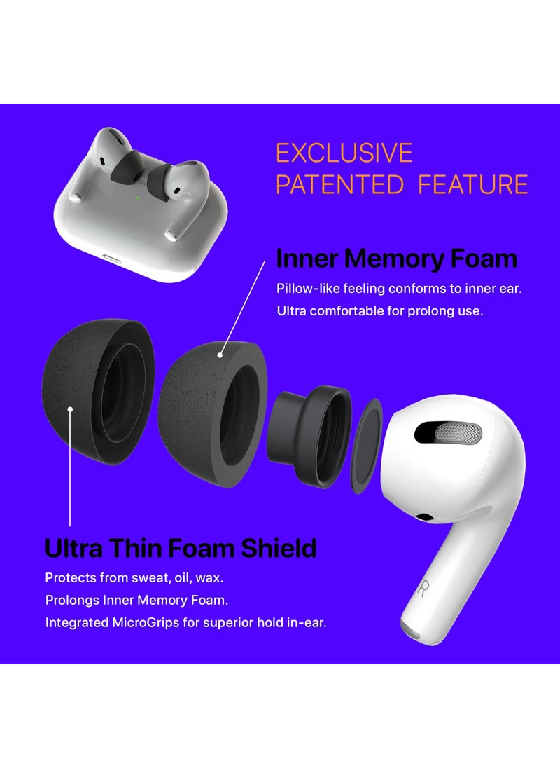 CharJenPro CharJenPro Patented AirFoams Pro Ultra V5.0 Memory Foam Ear Tips with Foam Shield for AirPods Pro 1st & 2nd Gen, Latest Version, Lifetime Replacement, Secure, Comfortable, Replacement Tip (SML)  - Image 3