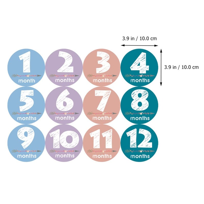 12 Newborn Photo Prop Decals Stickers Baby Months First Year Milestone - Image 4