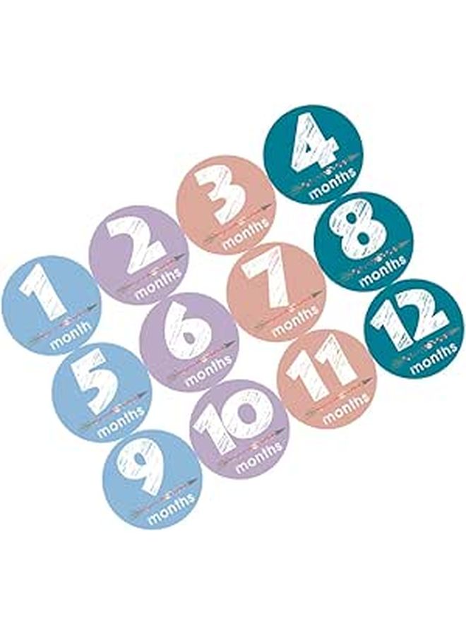 12 Newborn Photo Prop Decals Stickers Baby Months First Year Milestone - Image 1