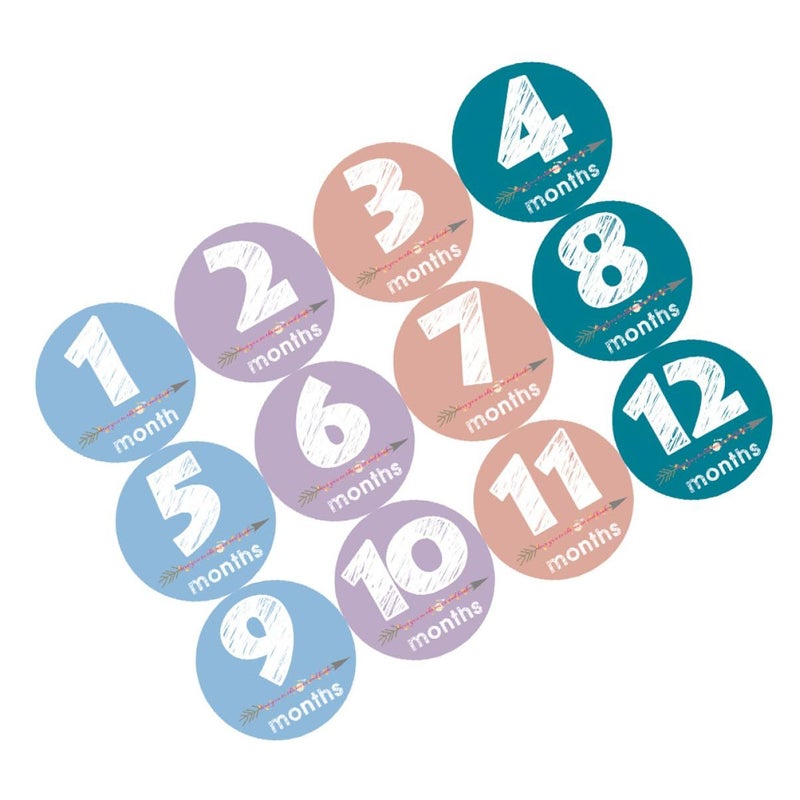 12 Newborn Photo Prop Decals Stickers Baby Months First Year Milestone - Image 2