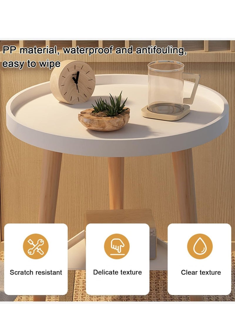 Generic - Small Side Table with Storage Space, Round Side Table with 2 Levels and Storage Compartment for Indoor and Outdoor Patio, Round Bedside Table for Sundries, Books - Image 1