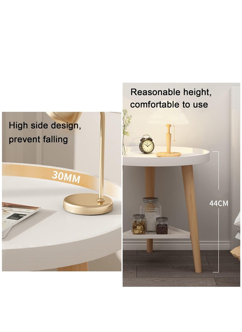 Generic - Small Side Table with Storage Space, Round Side Table with 2 Levels and Storage Compartment for Indoor and Outdoor Patio, Round Bedside Table for Sundries, Books - Image 1
