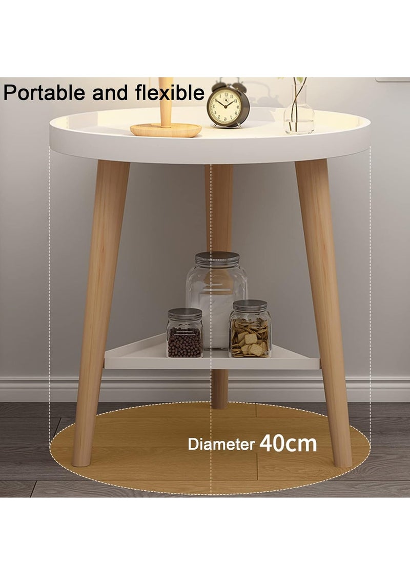 Generic - Small Side Table with Storage Space, Round Side Table with 2 Levels and Storage Compartment for Indoor and Outdoor Patio, Round Bedside Table for Sundries, Books - Image 1