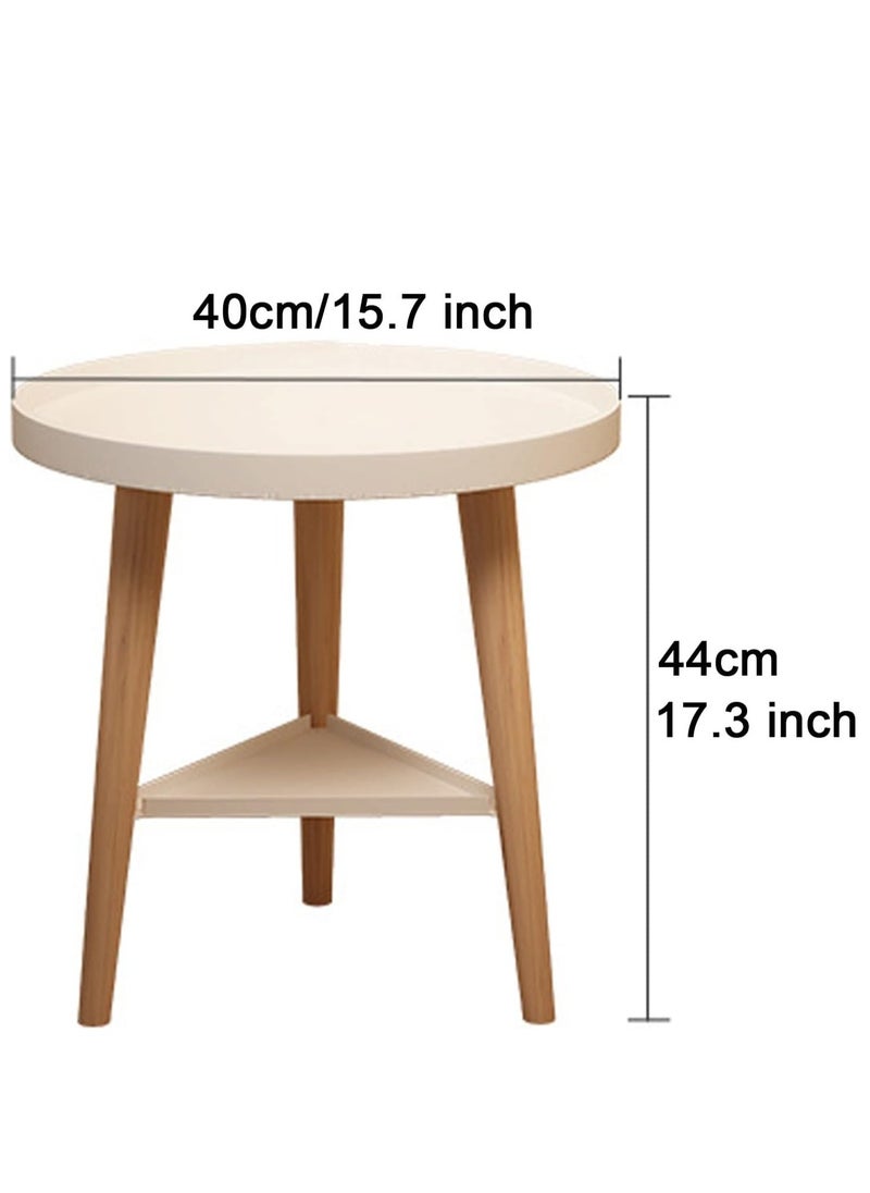 Generic - Small Side Table with Storage Space, Round Side Table with 2 Levels and Storage Compartment for Indoor and Outdoor Patio, Round Bedside Table for Sundries, Books - Image 1