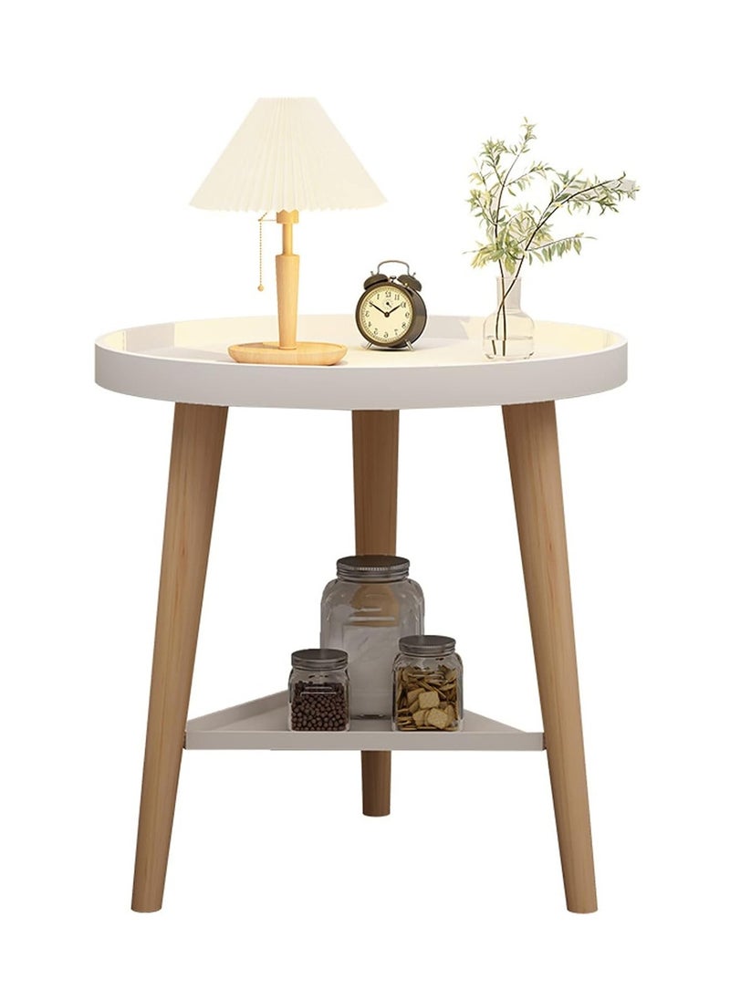 Generic - Small Side Table with Storage Space, Round Side Table with 2 Levels and Storage Compartment for Indoor and Outdoor Patio, Round Bedside Table for Sundries, Books - Image 1