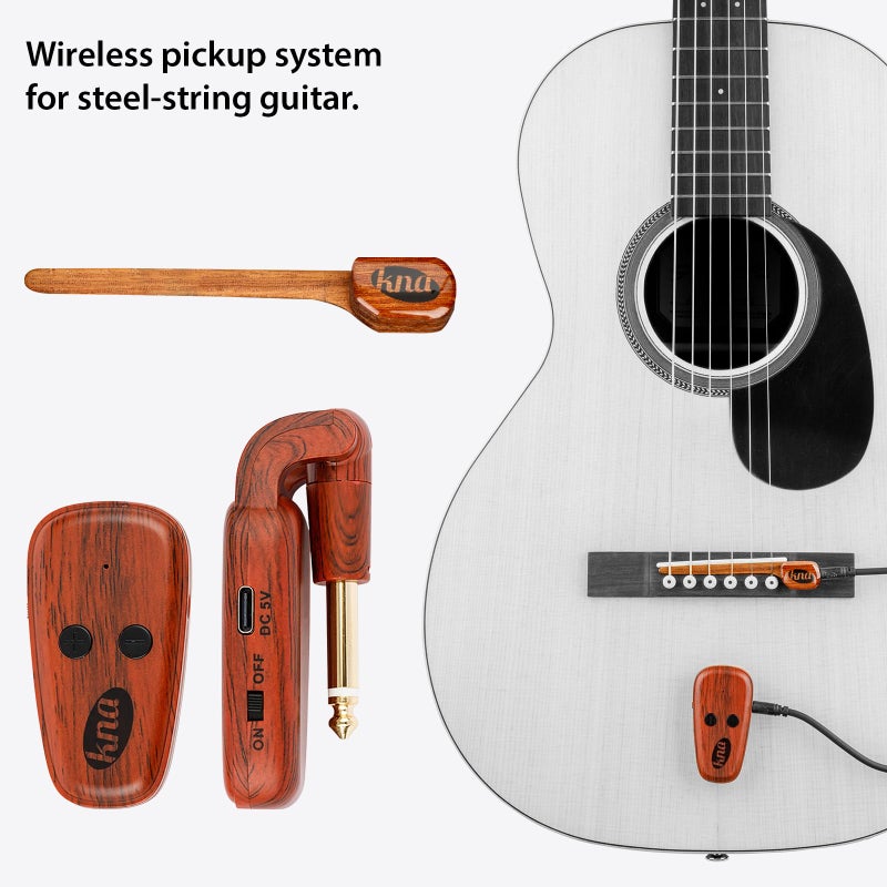 KNA SG-Wi Wireless Piezo Pickup for Steel String Acoustic Guitar, Volume Control, 100 feet / 30 meters Range, Ultra-Low Latency, Easy Installation, Pro Sound for Live Performance and Recording - Image 3