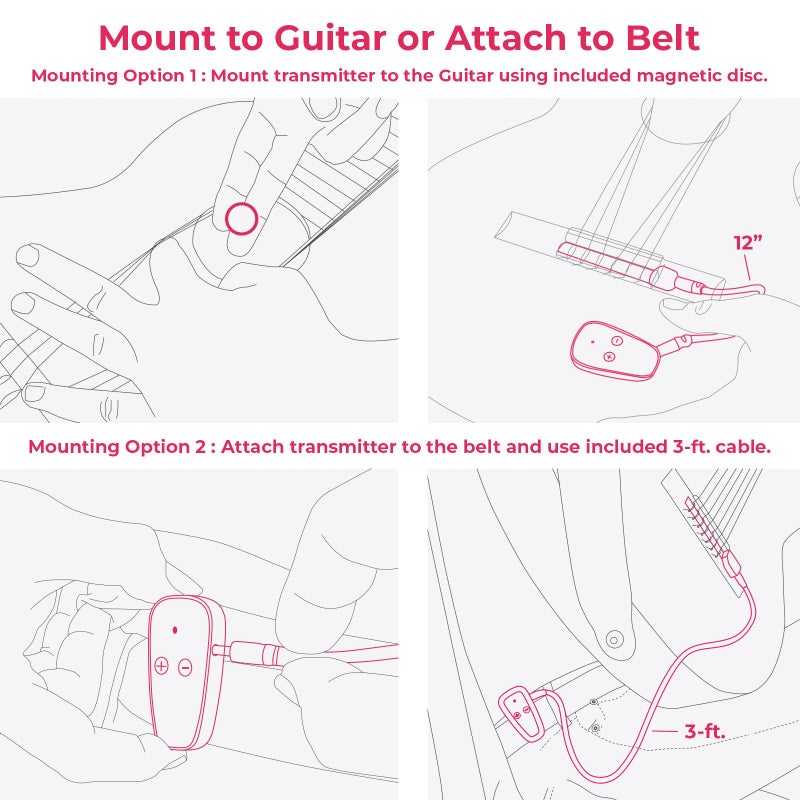 KNA SG-Wi Wireless Piezo Pickup for Steel String Acoustic Guitar, Volume Control, 100 feet / 30 meters Range, Ultra-Low Latency, Easy Installation, Pro Sound for Live Performance and Recording - Image 5