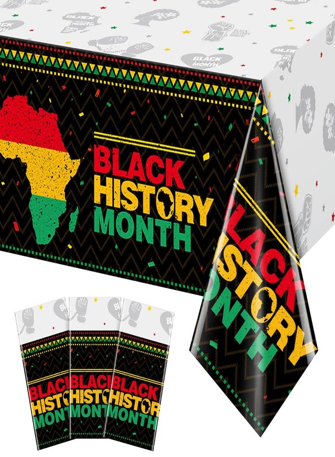 MASHAN 3 Pieces Black History Month Tablecloth Decoration,Plastic African American February Festival Holiday Rectangle Table Cover Dining Room Kitchen Table for Black History Month Party Supplies,54x108 inch - Image 1
