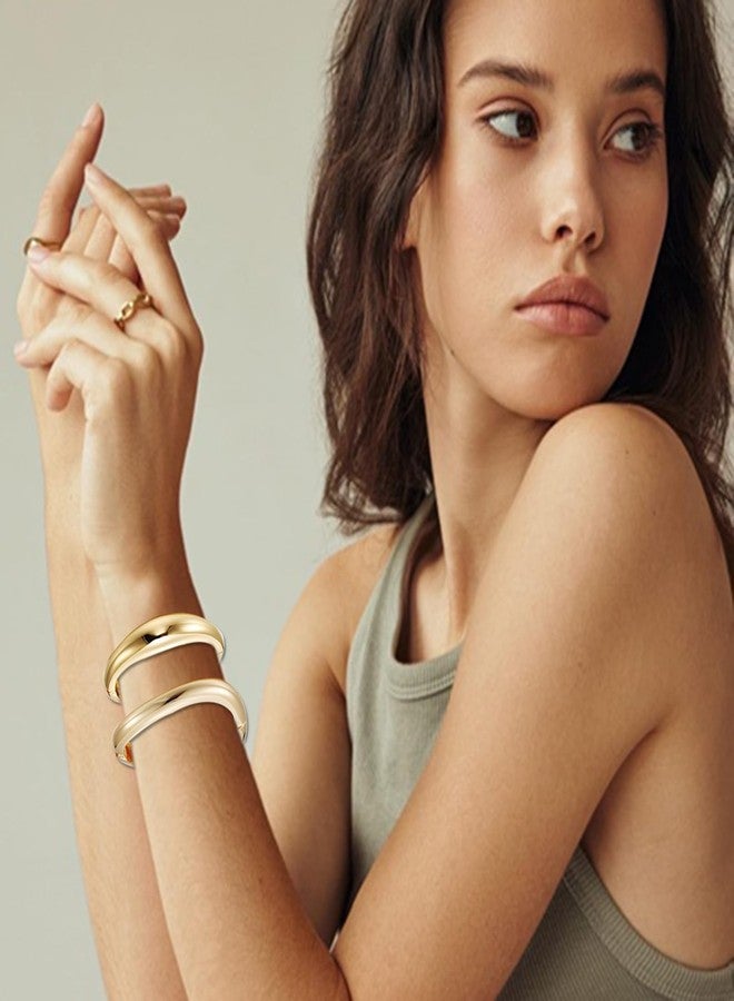 KOLODOGO Chunky Cuff Bangle Bracelets for Women Irregular Hinged Arm Cuff Open Hammered Wide Bracelet as Jewelry Gift - Image 3