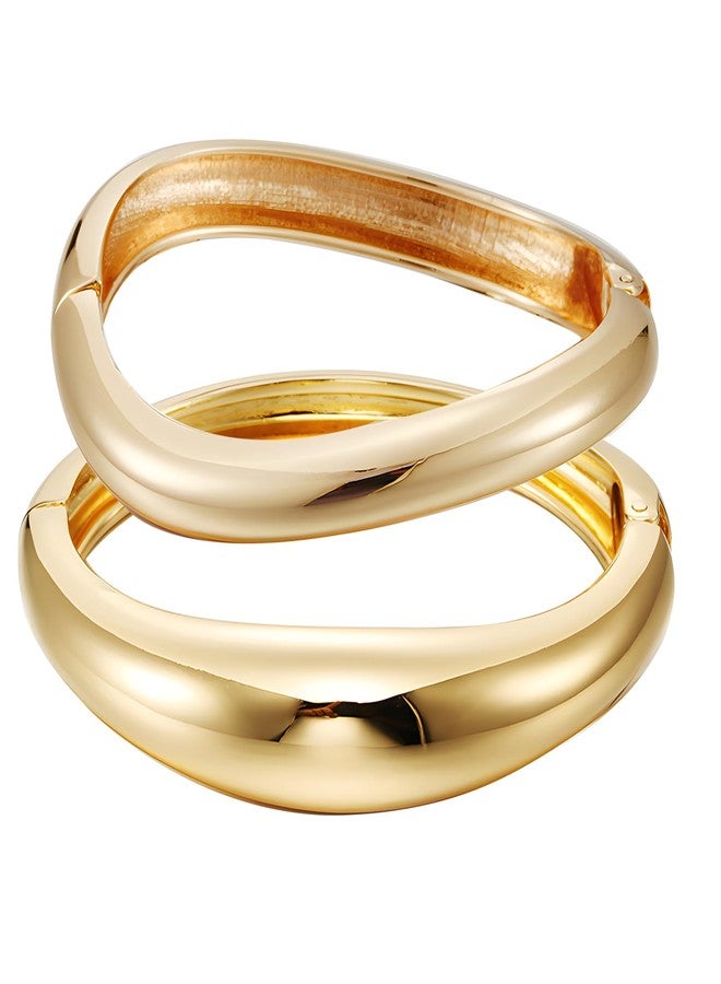 KOLODOGO Chunky Cuff Bangle Bracelets for Women Irregular Hinged Arm Cuff Open Hammered Wide Bracelet as Jewelry Gift - Image 1