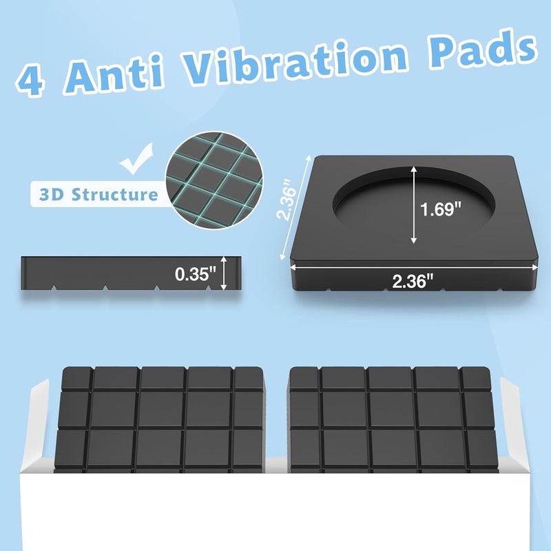 SEISSO Anti Vibration Pads for Washing Machine, Anti Vibration Pads Prevent Washer & Dryer Moving Shaking Walking, Noise Dampening Anti Vibration Washing Machine Support, Shock Absorbing Mat-Square - Image 2