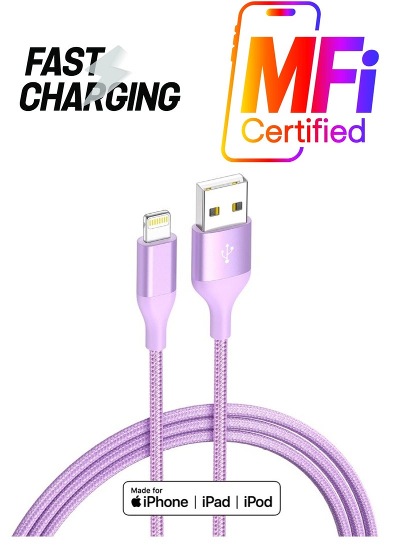 HaoKanDe Apple MFi Certified 4Colorful Lightning Cable 6FT 4Packs iPhone Charger Nylon Braided USB Charging Cord for Apple Charger, iPhone 13 12 11Pro MAX Xs XR X 8 7 6S 6 Plus SE 5S 5C iPod iPad - Image 1