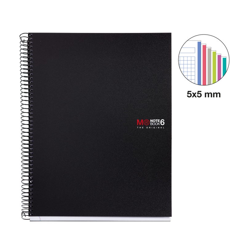 Miquelrius 8.25 X 11.75 A4 Wirebound Notebook  6-Subject  Graph Paper  Black - Image 2