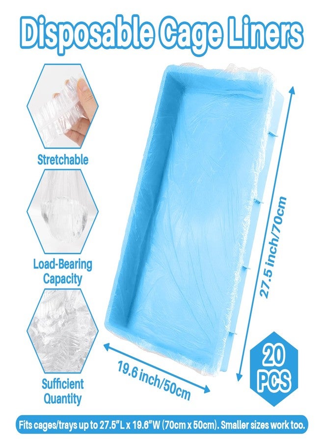 RAINFLOW Clear Plastic Disposable Cage Liner - 20PCS Rabbit Litter Box Liners Waterproof Elastic-Edged Universal Small Animal Cage Liner Bag for Bunny Bird Hamster Hedgehog Guinea Pig (19.6x27.5inch) - Image 2