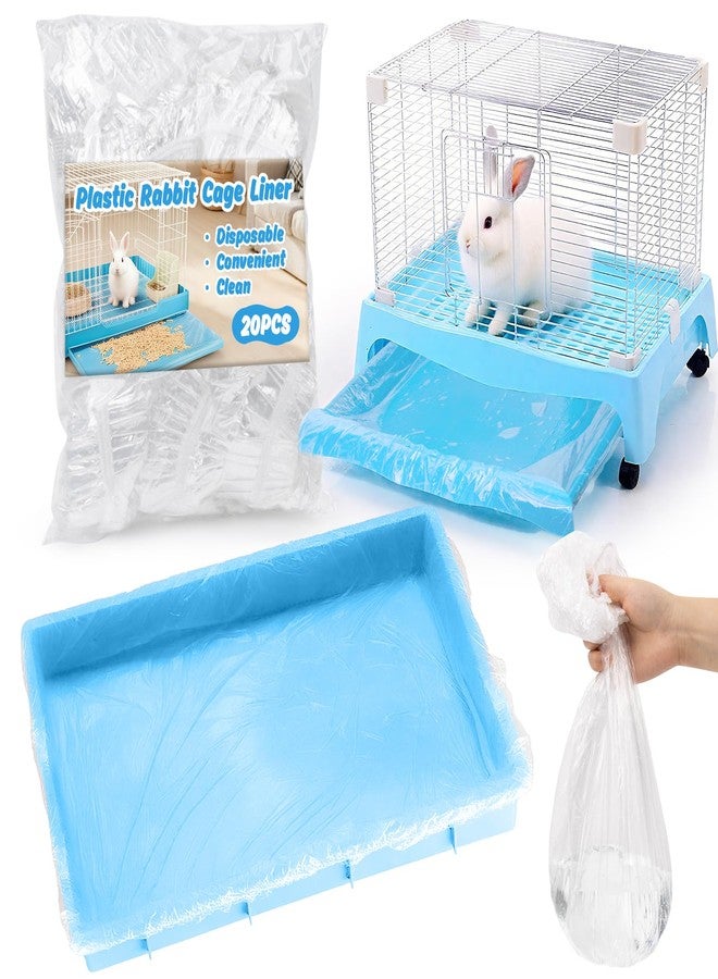 RAINFLOW Clear Plastic Disposable Cage Liner - 20PCS Rabbit Litter Box Liners Waterproof Elastic-Edged Universal Small Animal Cage Liner Bag for Bunny Bird Hamster Hedgehog Guinea Pig (19.6x27.5inch) - Image 1