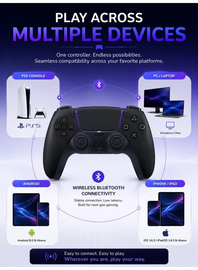 PlayStation 5 DualSense Wireless Controller – Midnight Black, Adaptive Triggers, Haptic Feedback, Built-in Microphone, USB-C Charging - Image 5