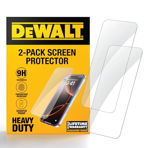DEWALT Heavy Duty Glass Screen Protector for iPhone 15 2 Pack Tempered Glass Screen Protector Case Friendly Perfect Install Tool Included LongLasting Protection - Image 1