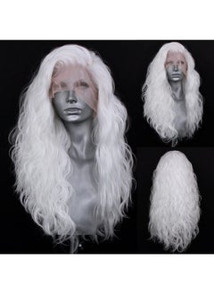 Rdy 24Inches White Long Body Wave Synthetic Lace Front Wigs Natural Looking White Long Wavy Synthetic Wig Lace Frontal Half Heat Fiber Hair Hand Tied Wig For Women Cosplay Daily Use Hair Wig - pzsku/Z2D8252C720D3E8BBA961Z/45/_/1719052342/24477e40-a64c-40d5-97a0-36f64601a376